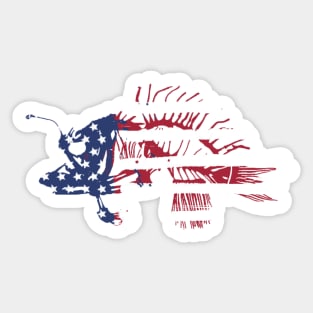 American Flag Angler Fish Skeleton American Fishing Sticker